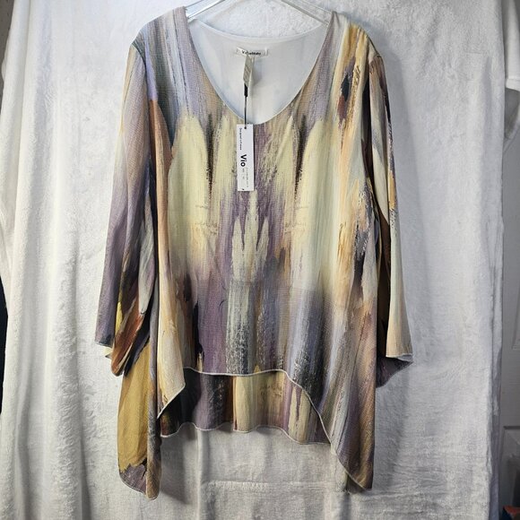 VioletRuby Women Top V-Neck 3/4 Sleeve Multicolor Size XXL Pullover Tunic - Picture 2 of 12